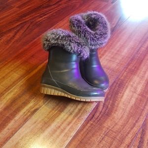 Green Joules unisex rainboots winter boots furry trim girls boys 10T waterproof